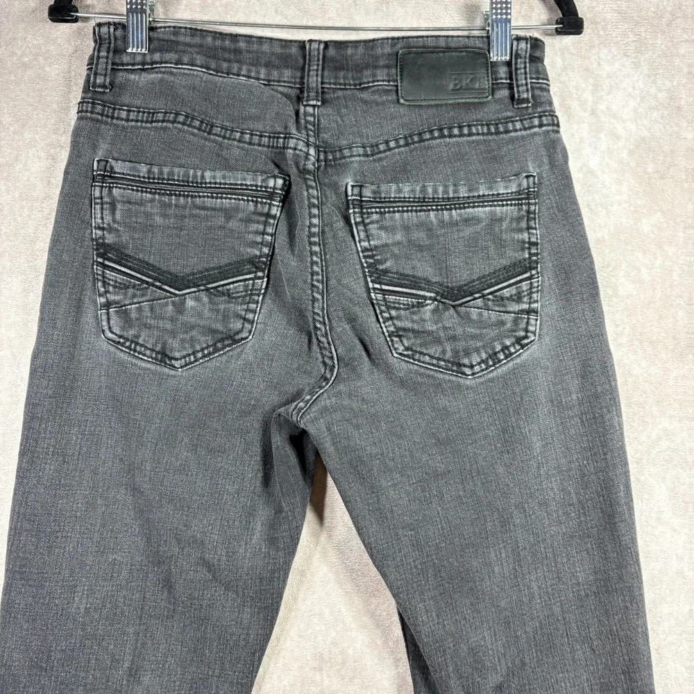 BKE Jeans Mens 30L Black Alec Straight Leg Casual Stretch Denim Pockets